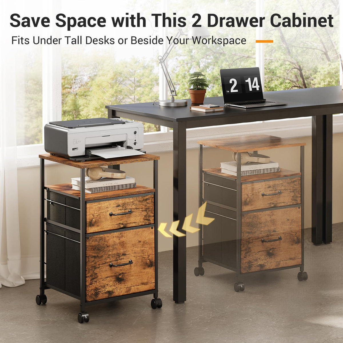 2 Drawer Mobile Fabric File Cabinet C467