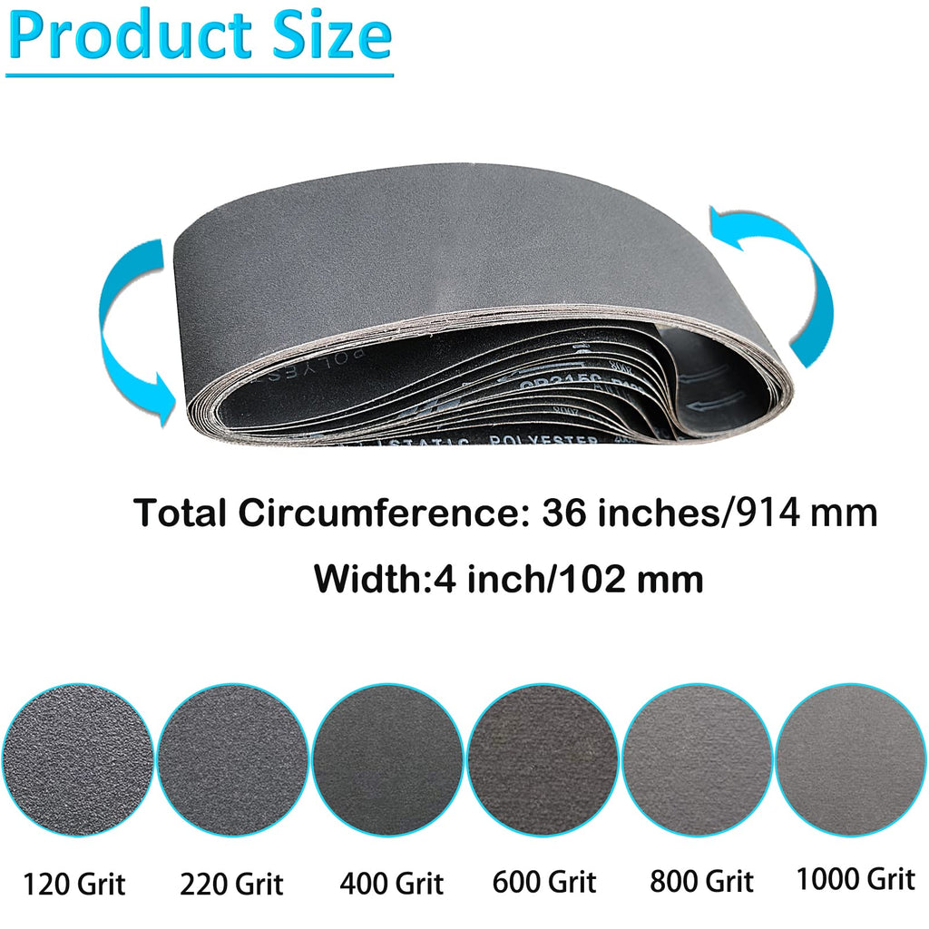 4 x 36 Inch Silicon Carbide Sanding Belts 6 Pack G345675