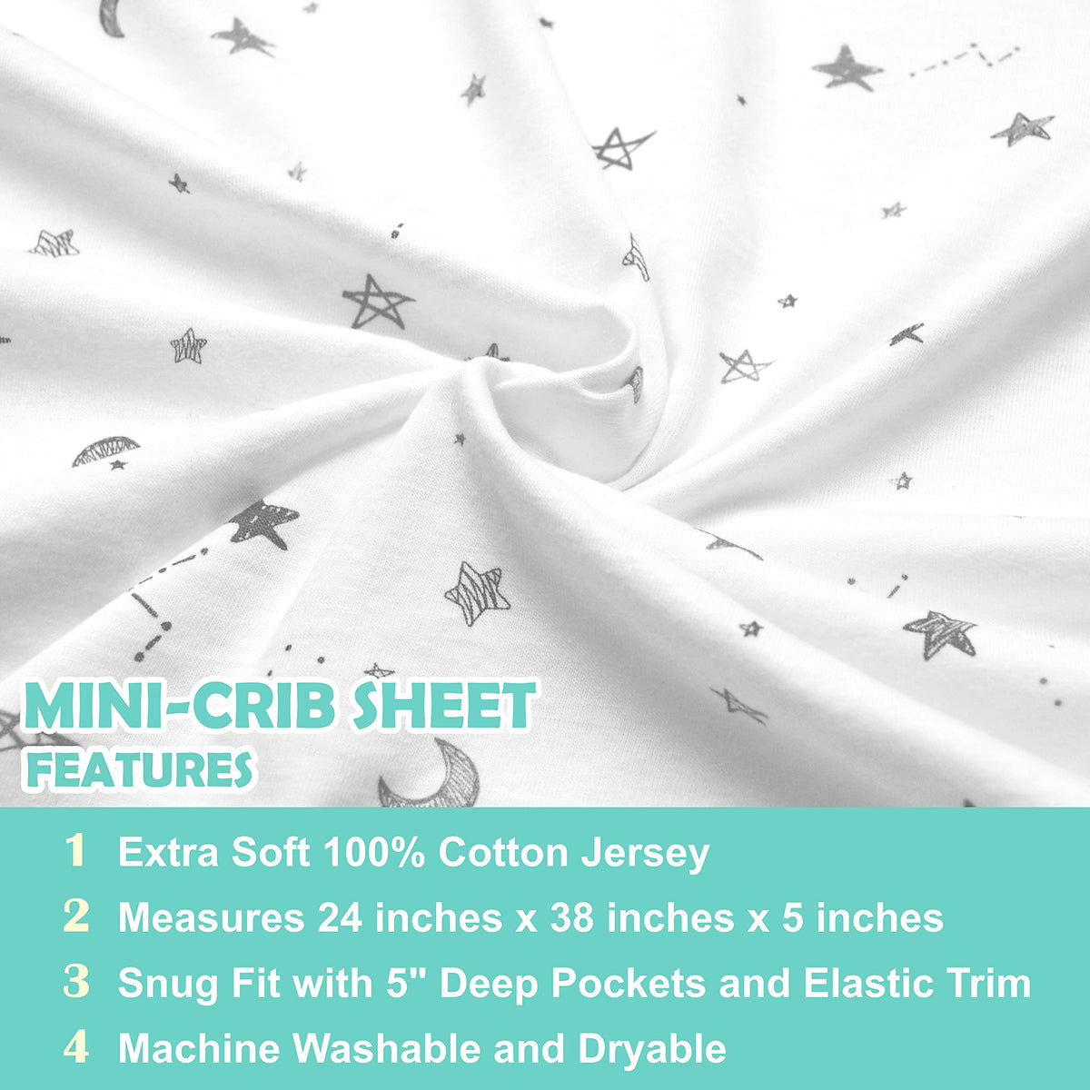 3 Pack Fitted Mini Crib Sheet 38x24" C66593