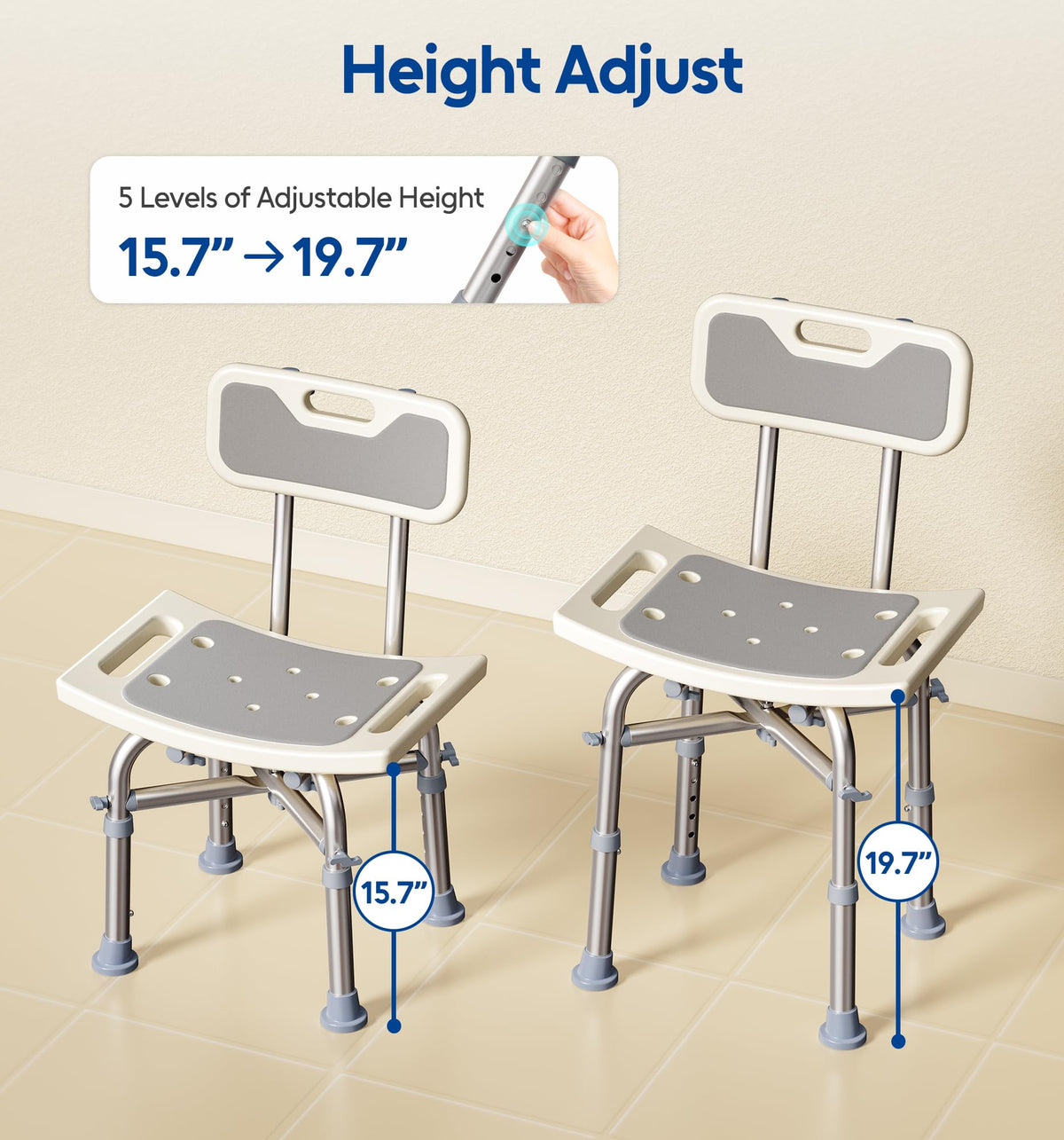 Shower Chair with Back Seat Bench E50871