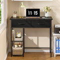 Black Small Writing Desk with 2 Drawers and Storage Shelf H66541