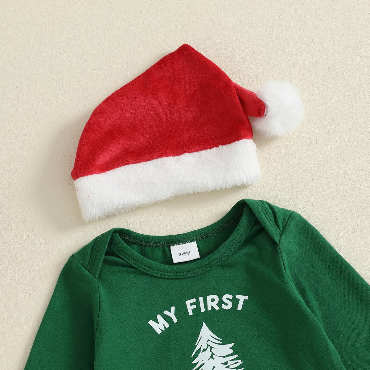 Christmas Baby Boy Long Sleeve Romper Onesie Pants Santa Hat T456312