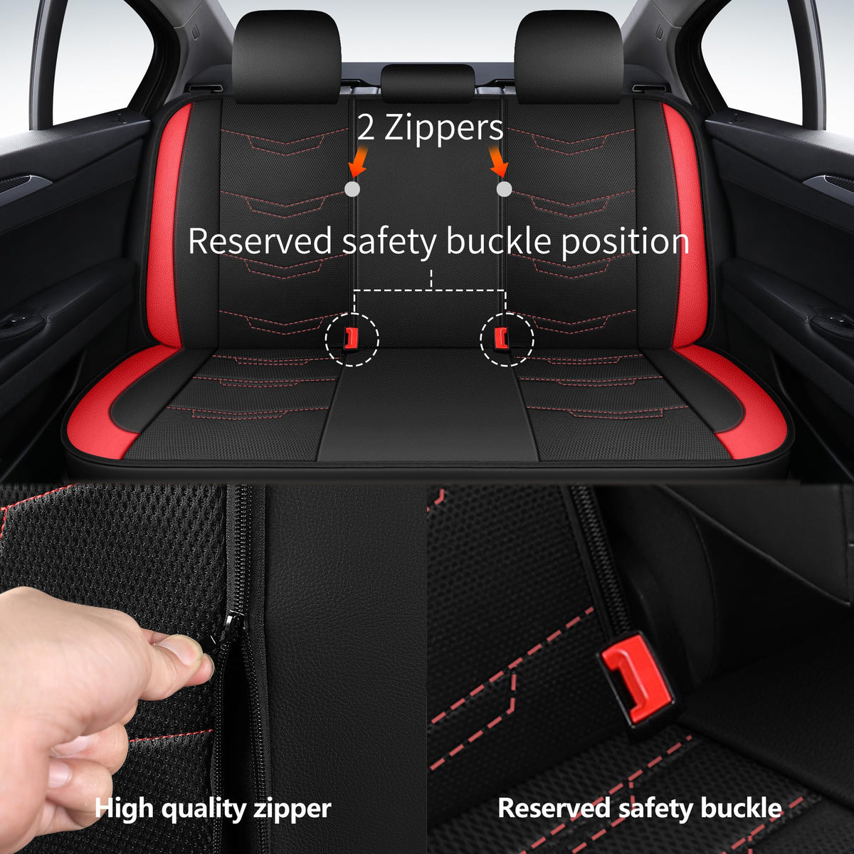 Car Seat Cover Black Red R8014