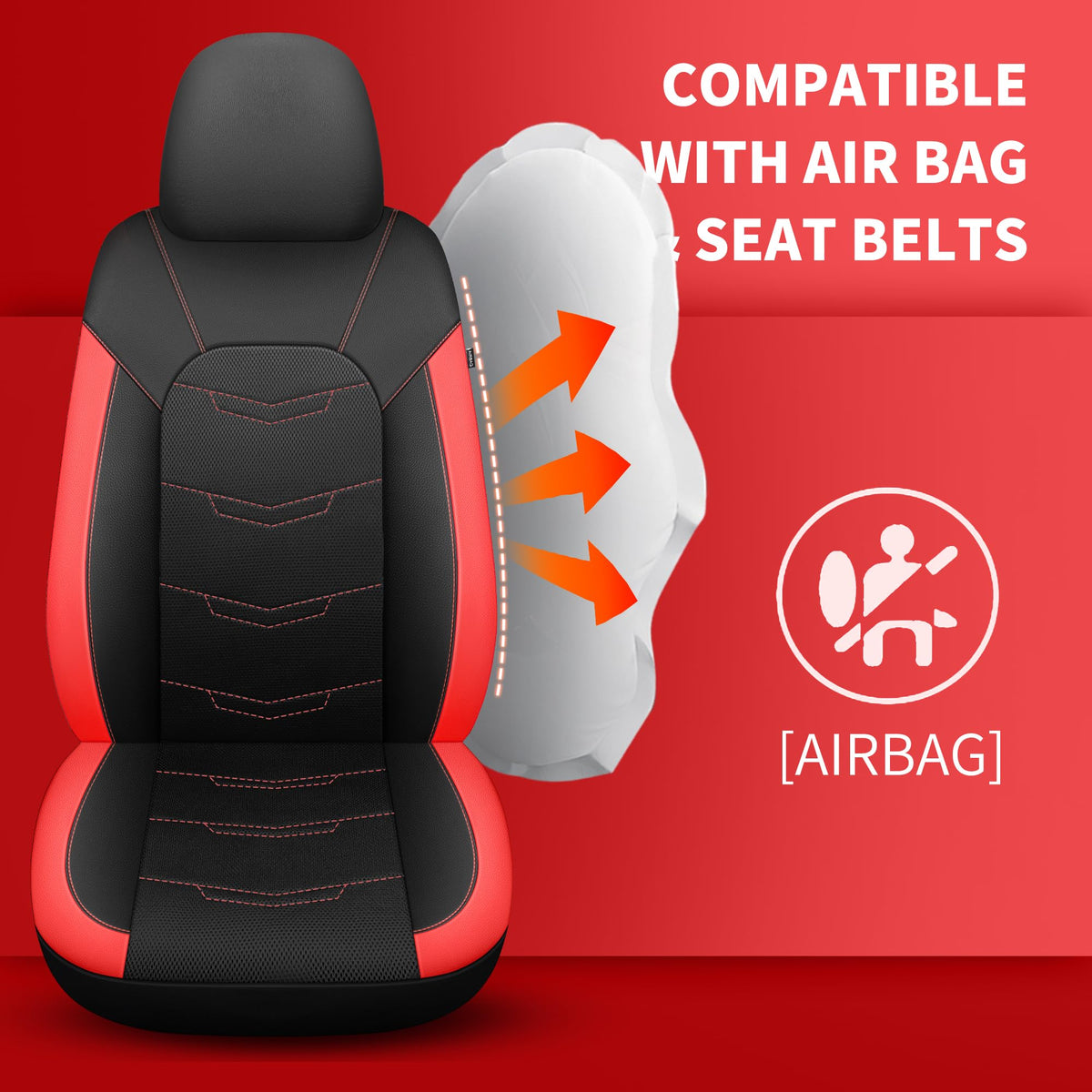 Car Seat Cover Black Red R8014