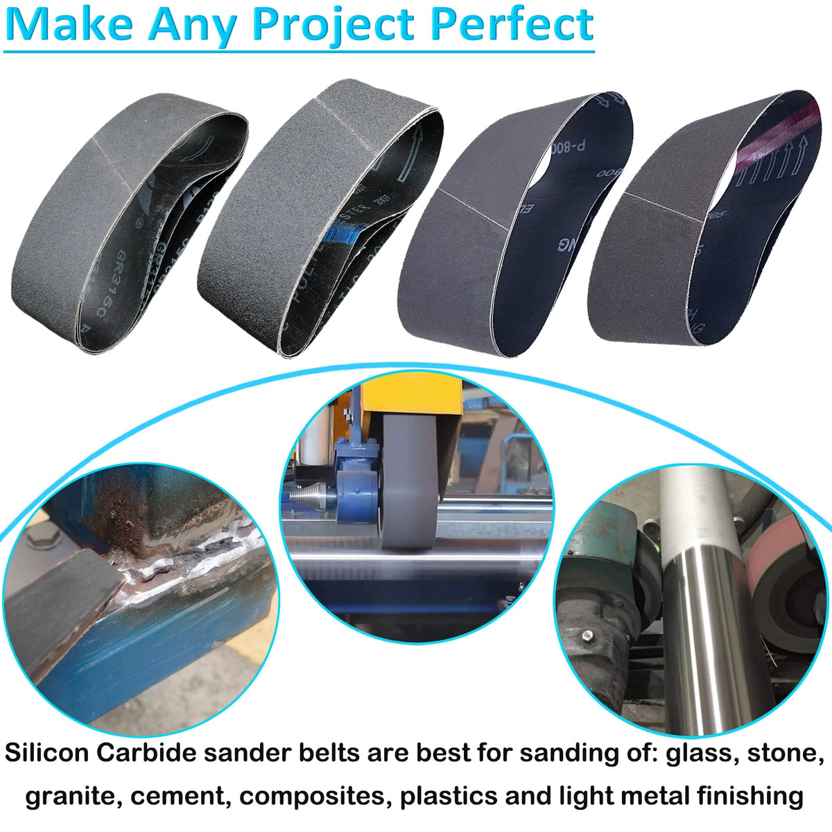 4 x 36 Inch Silicon Carbide Sanding Belts 6 Pack G345675
