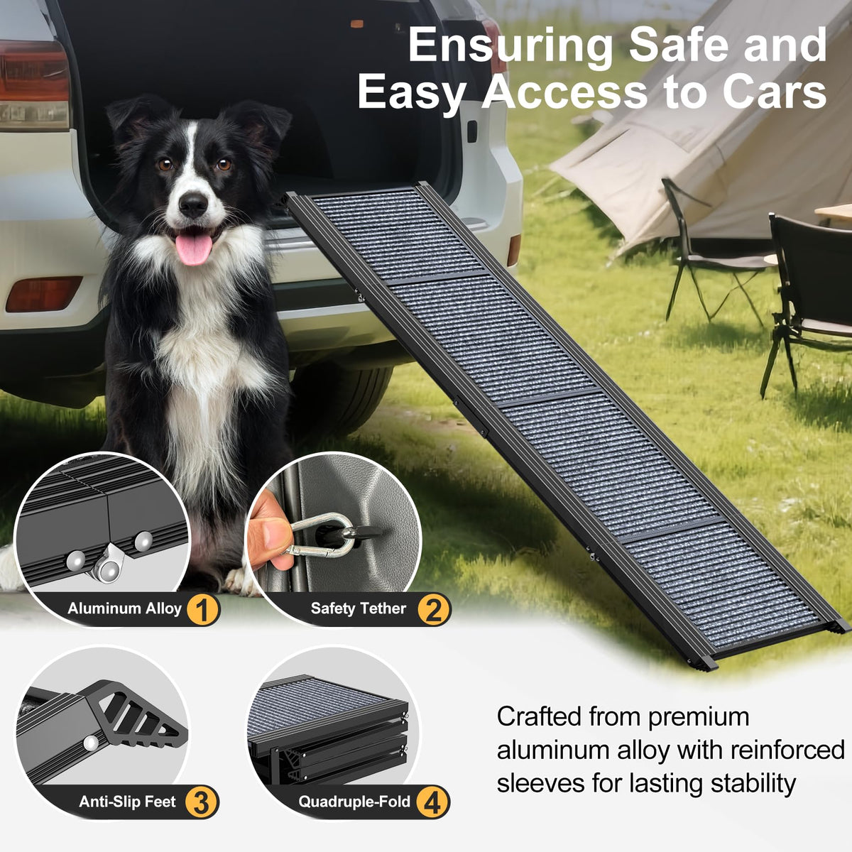 63" L × 17" W Lightweight Foldable Dog Ramp D11977