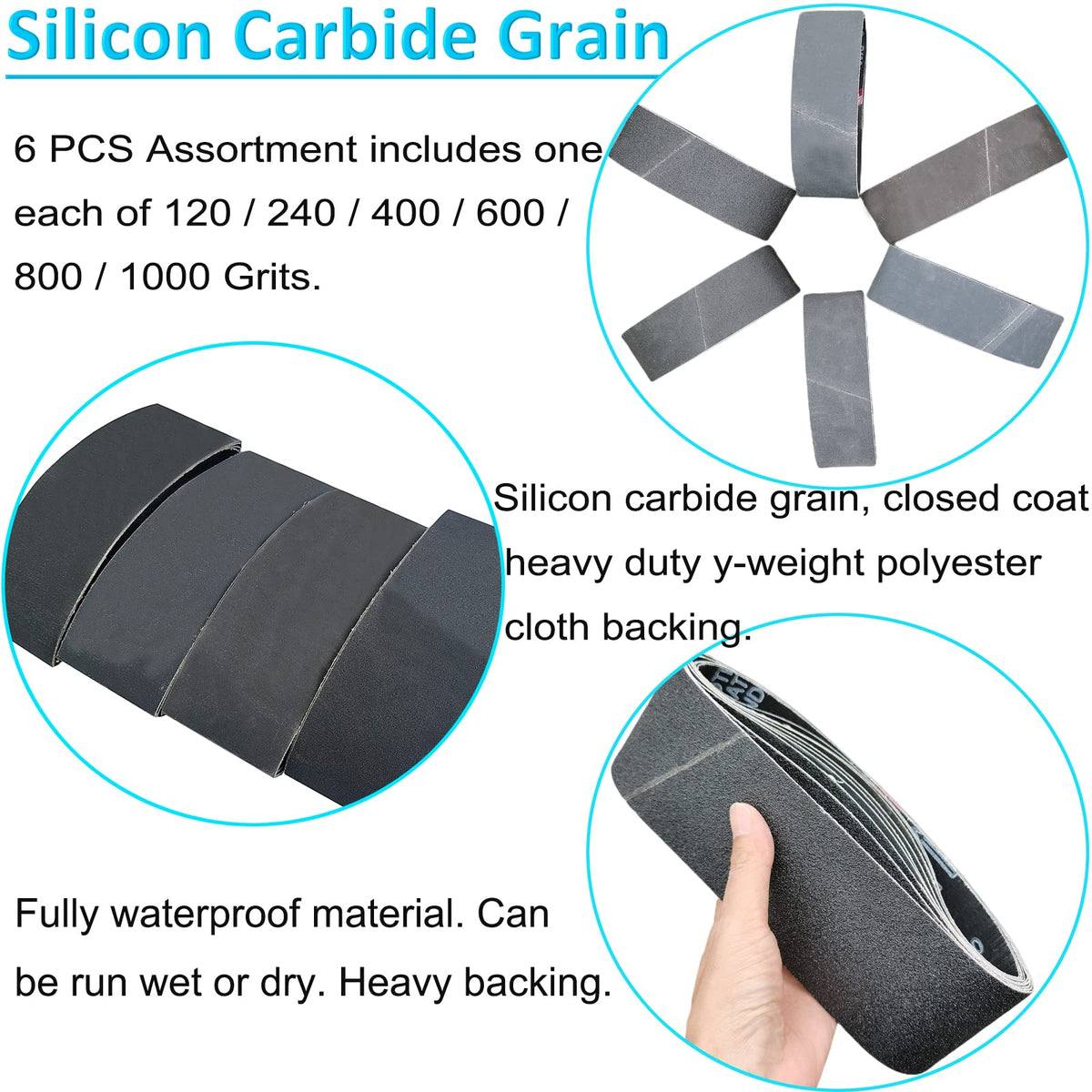 4 x 36 Inch Silicon Carbide Sanding Belts 6 Pack G345675