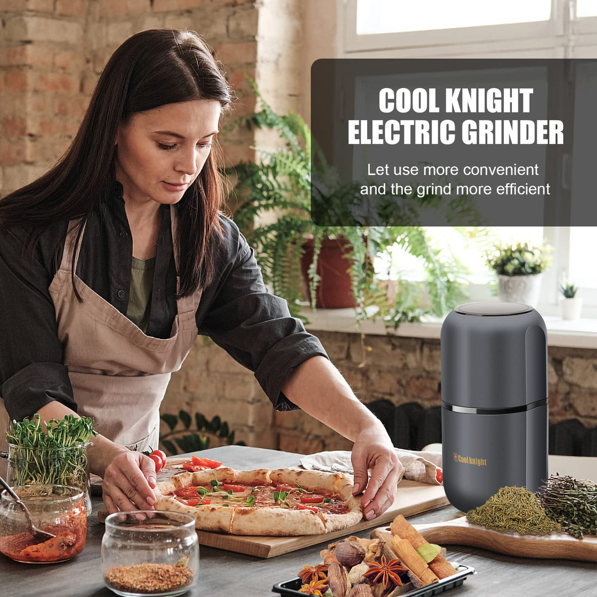 Electric Herb Grinder with Pollen Catcher 7.5" Grey M705
