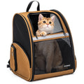 Brown Collapsible Pet Carrier Backpack with Ventilated Mesh W460444