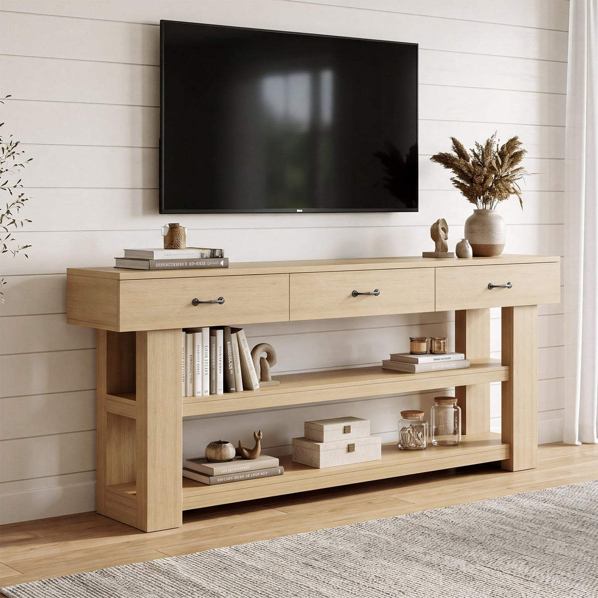 Oak Console Table with Drawers S903787