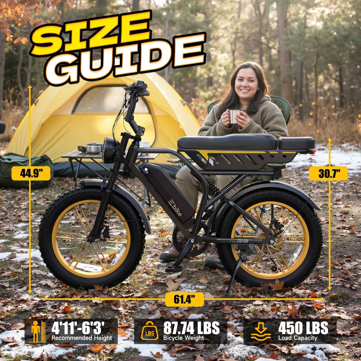 Electric Bike 48V 15Ah Battery 1500W Peak Motor 20 * 4.0 Fat Tire S821156