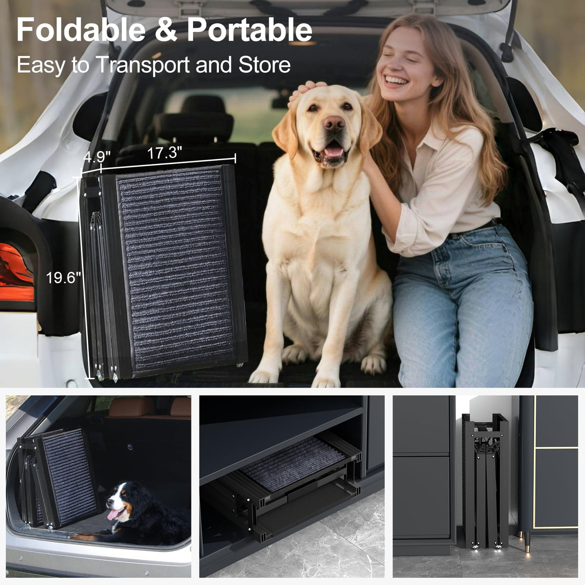 63" L × 17" W Lightweight Foldable Dog Ramp D11977