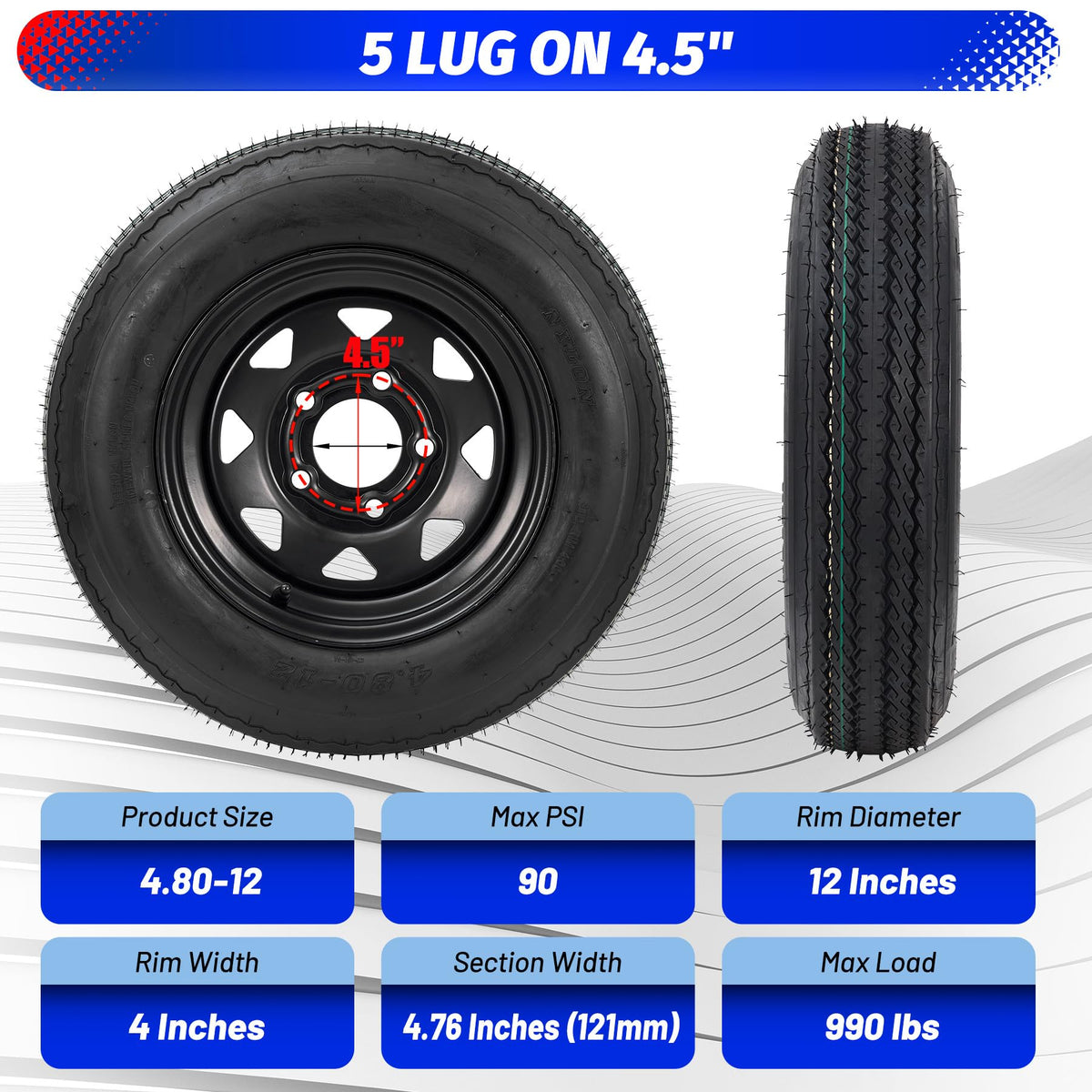 4.80-12 Trailer Tires with 12 in Rims C157
