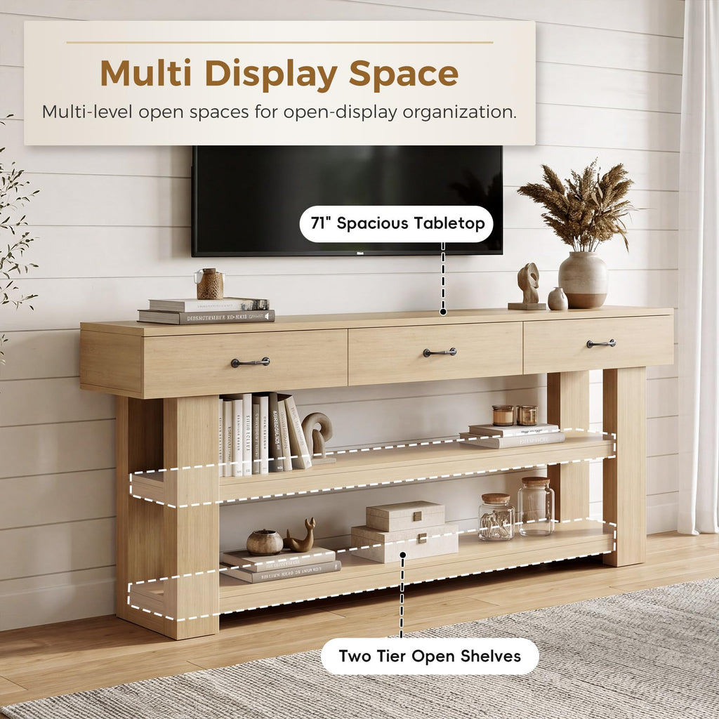 Oak Console Table with Drawers S903787