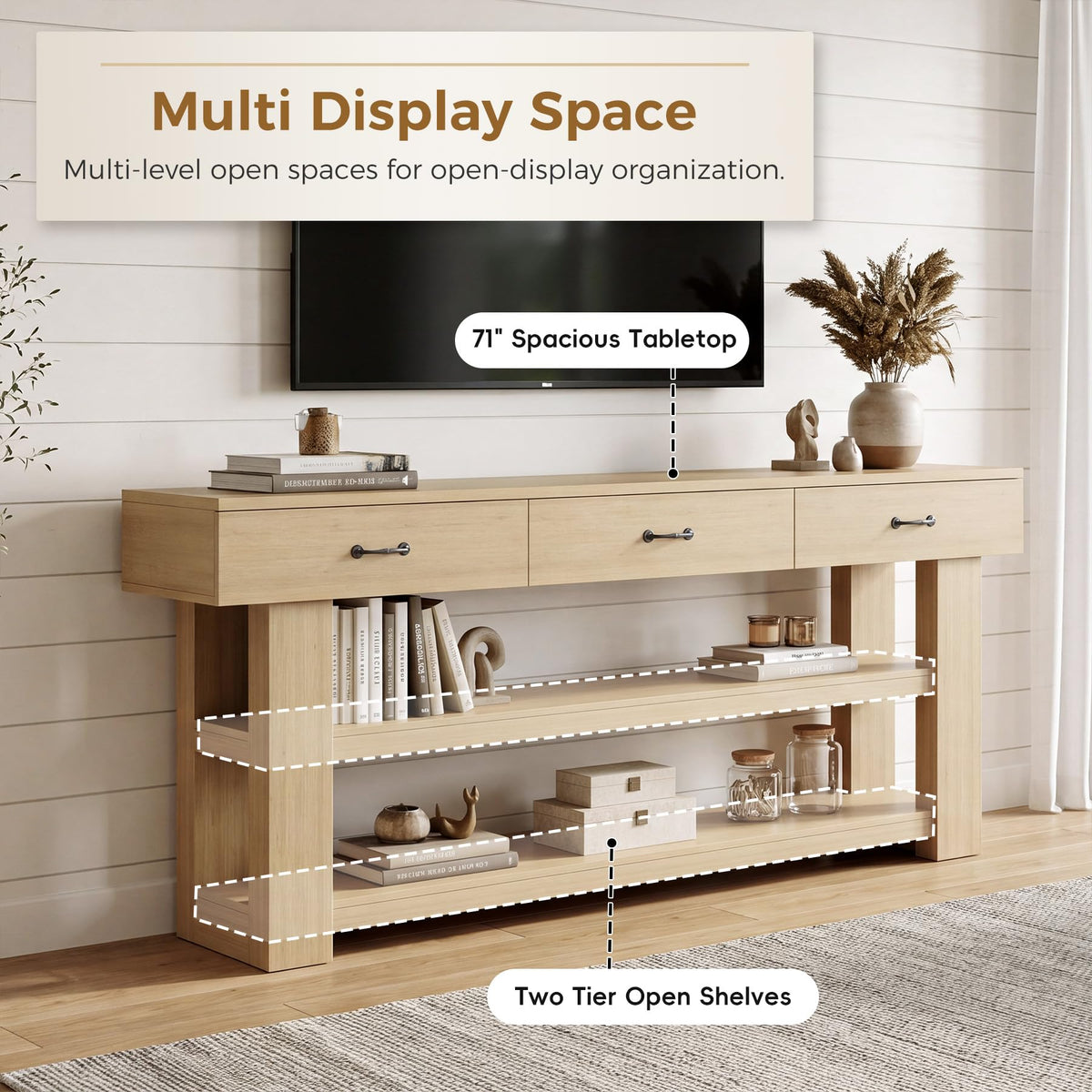 Oak Console Table with Drawers S903787