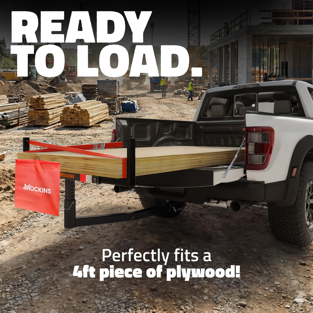 750 Lbs Cap Hitch Mount Truck Bed Extender with Stabilizer & Straps T215362