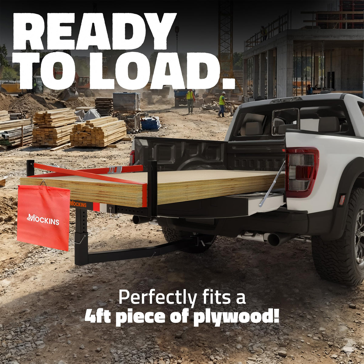 750 Lbs Cap Hitch Mount Truck Bed Extender with Stabilizer & Straps T215362