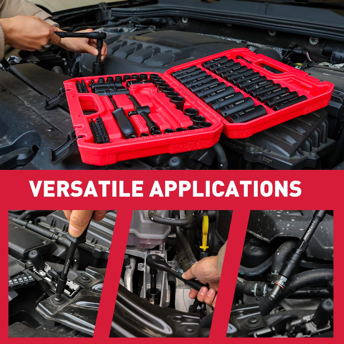 96-Piece 3/8" Drive Impact Socket Wrench and Bit Set, SAE & Metric, Cr-V Standard & Deep Sockets P462770