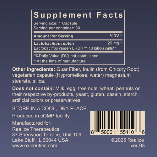 10 Billion CFU L. reuteri Probiotic with FOS Prebiotic 30 Veg Capsules Q49814