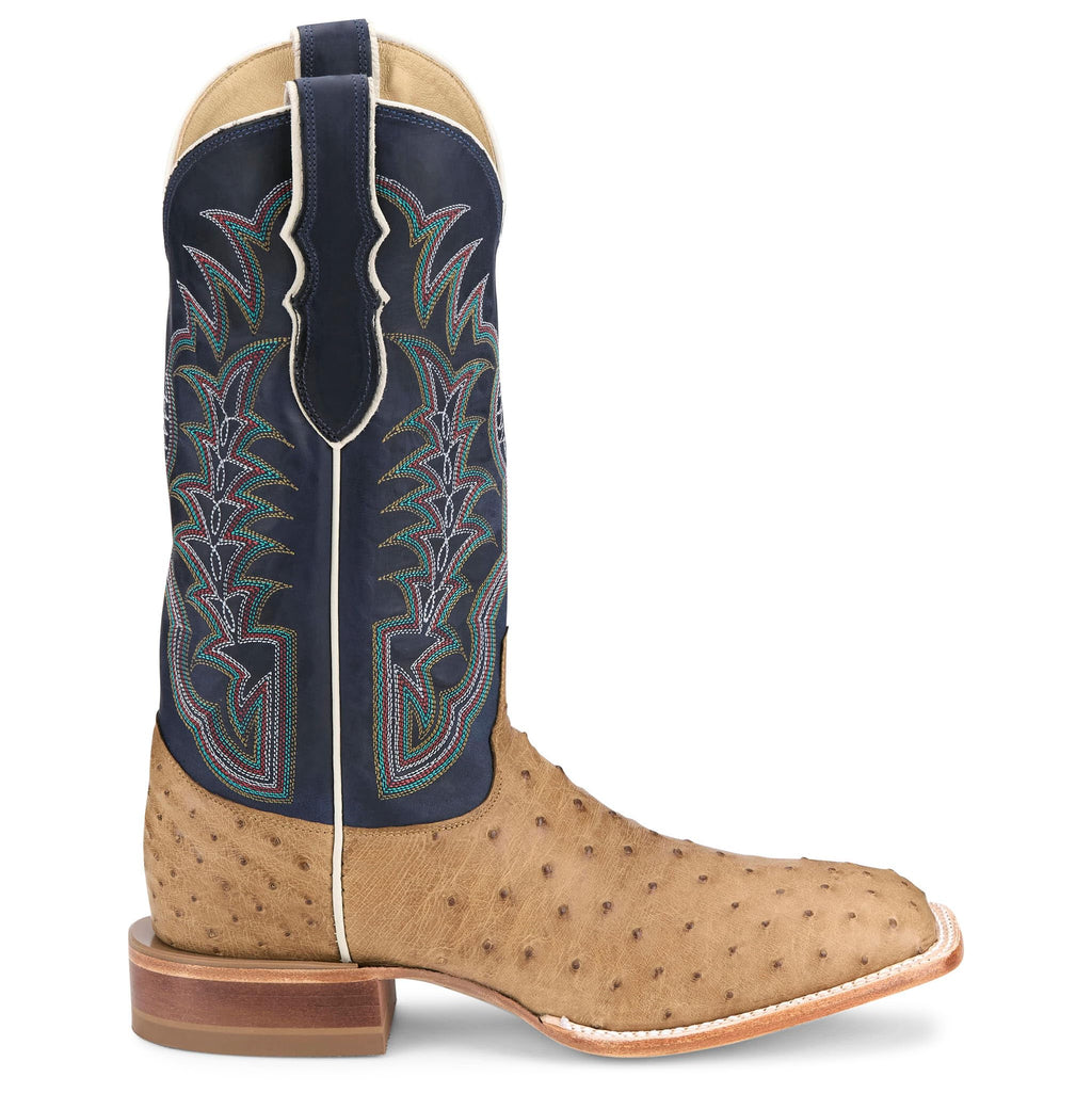 Tan Full Quill Ostrich Cowhide Boots V7177