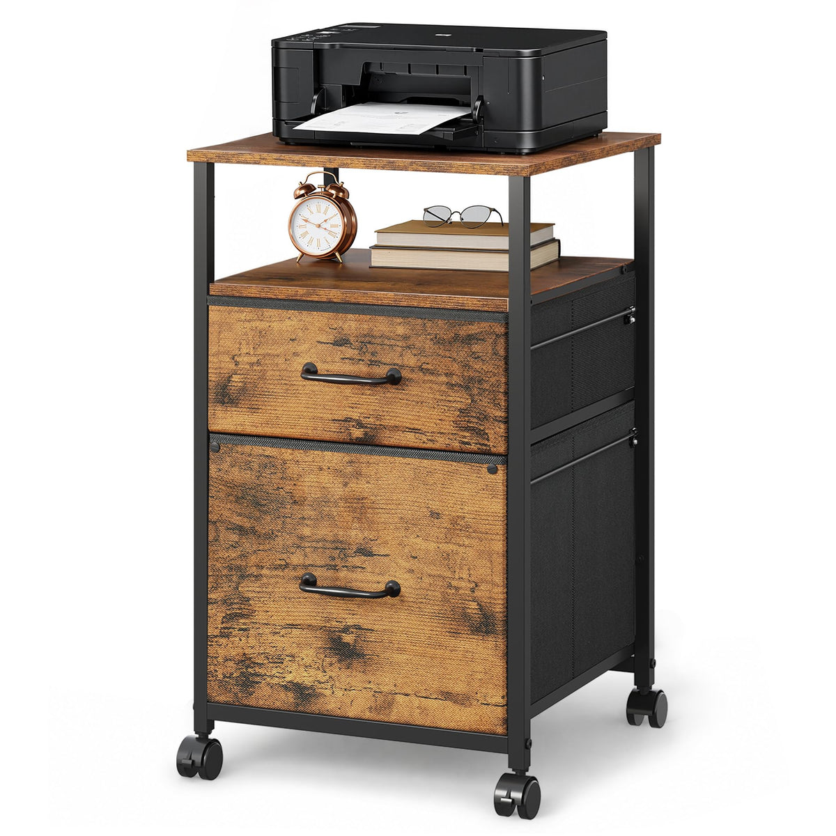 2 Drawer Mobile Fabric File Cabinet C467