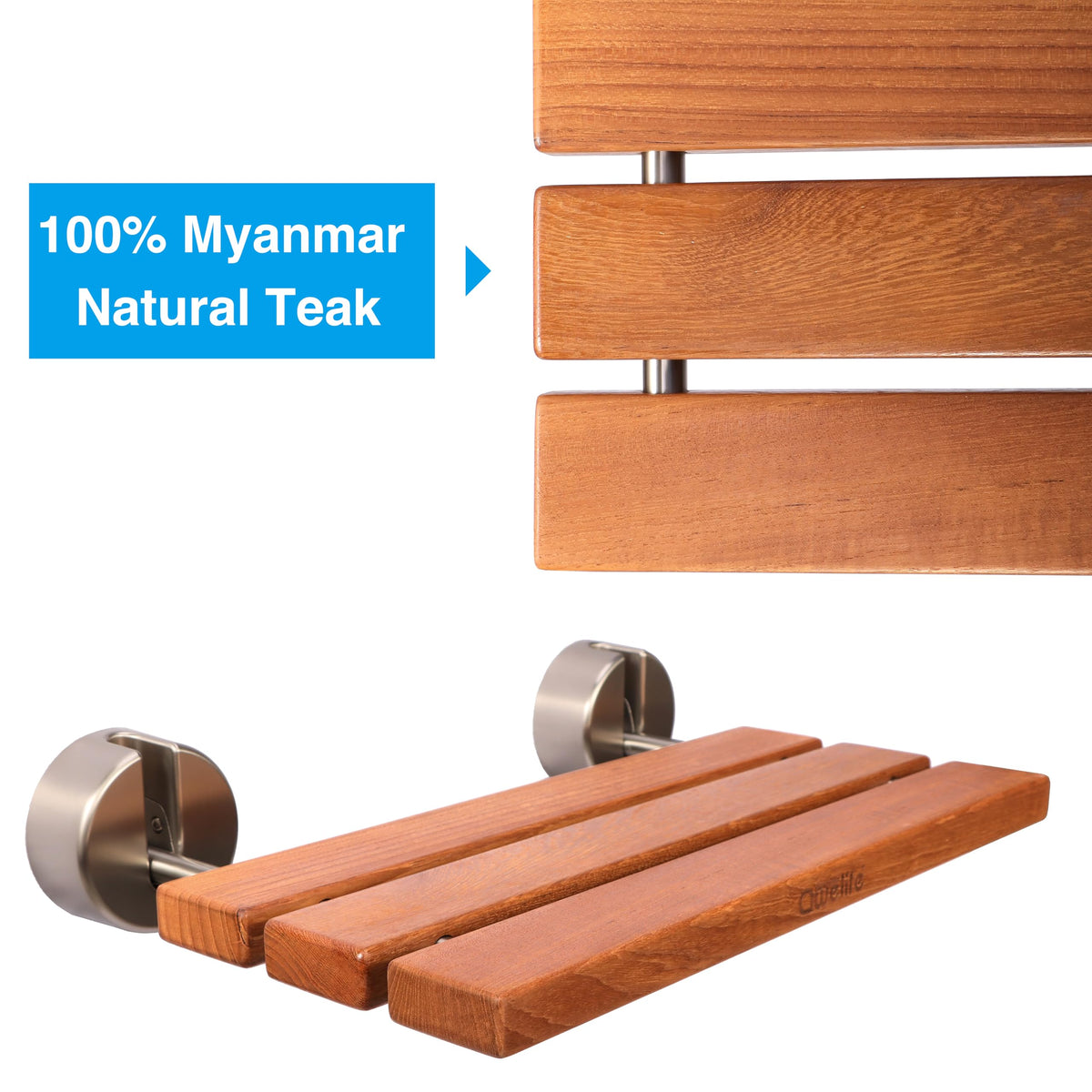 20" Teak Folding Shower Seat Wall Mount W722345