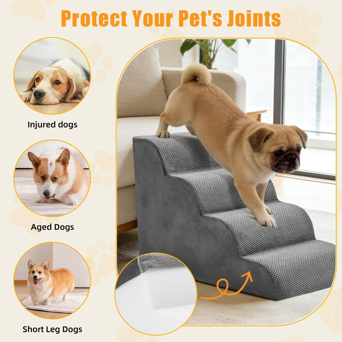 4-Step Grey Dog Stairs G74442