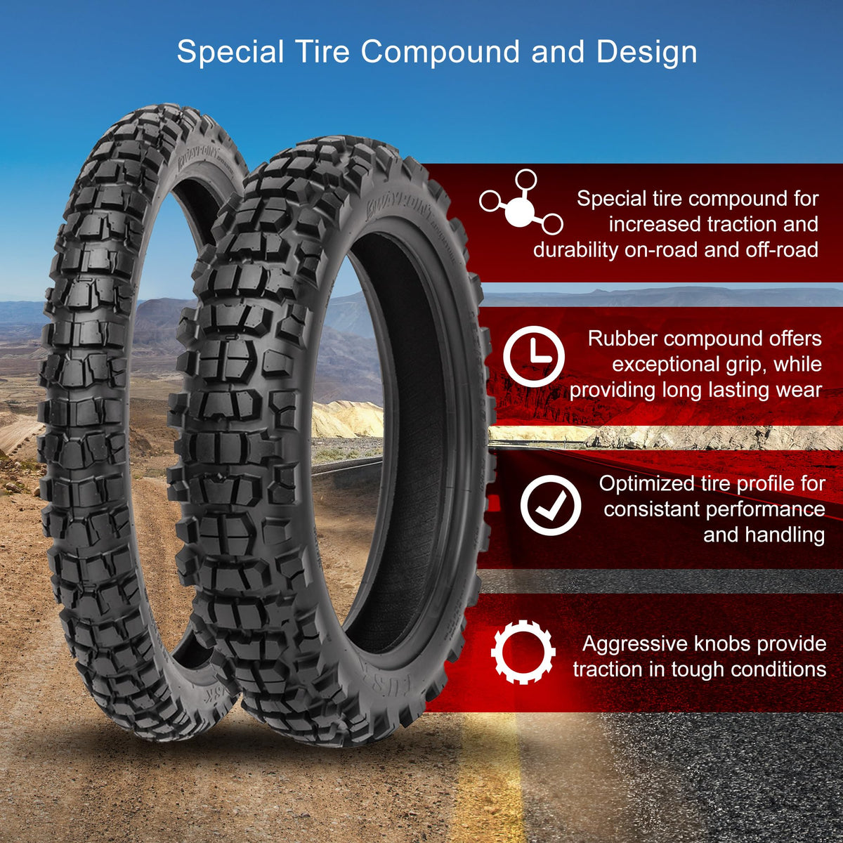 Adventure Motorcycle Tire 130/90-17 Rear Dual Sport On/Off-Road Y7743