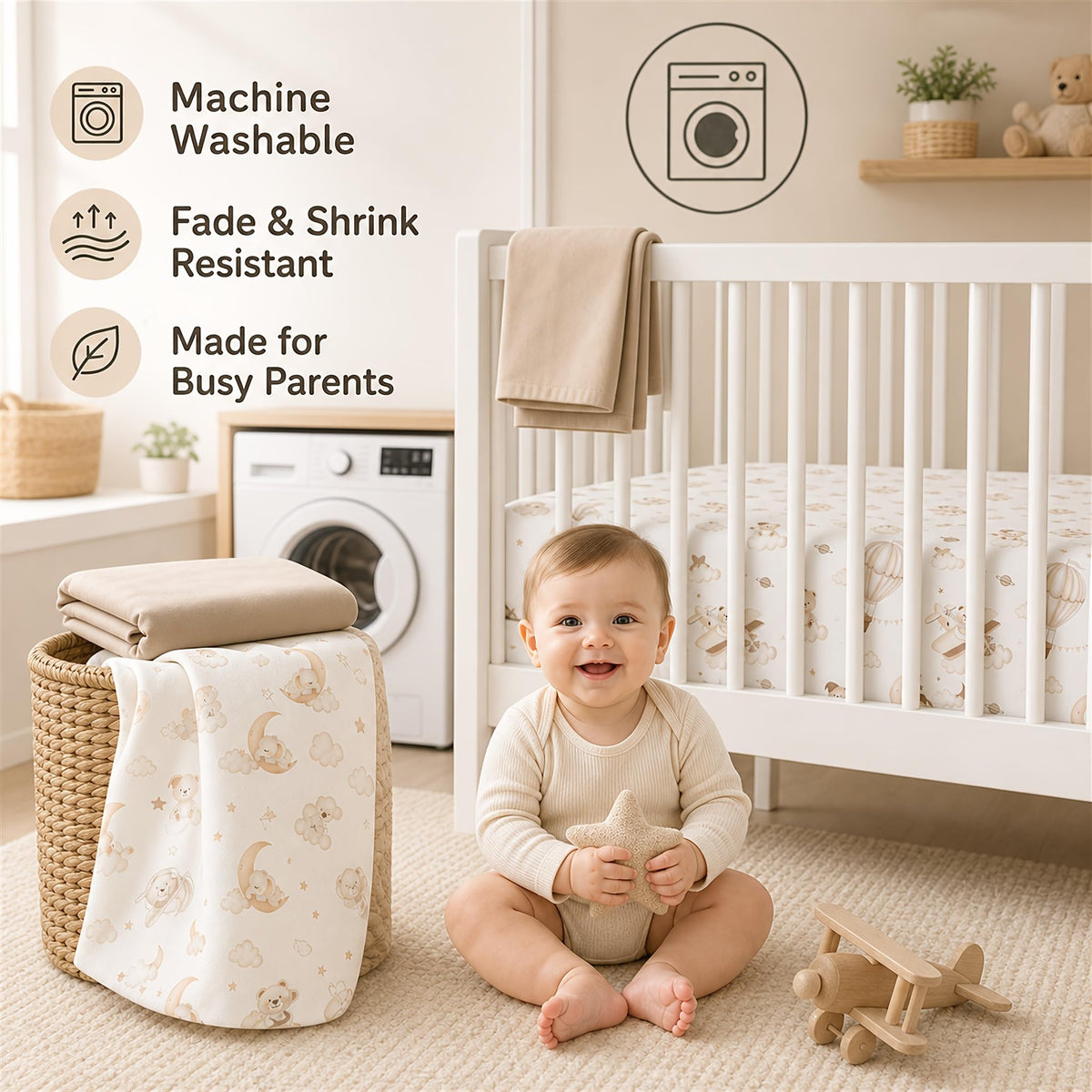 3-Pack Baby Crib Fitted Sheet Set 52 X 28 Inches X754819