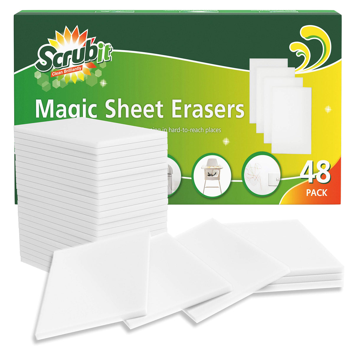 48 Pack Melamine Sponge Eraser Sheets S9254