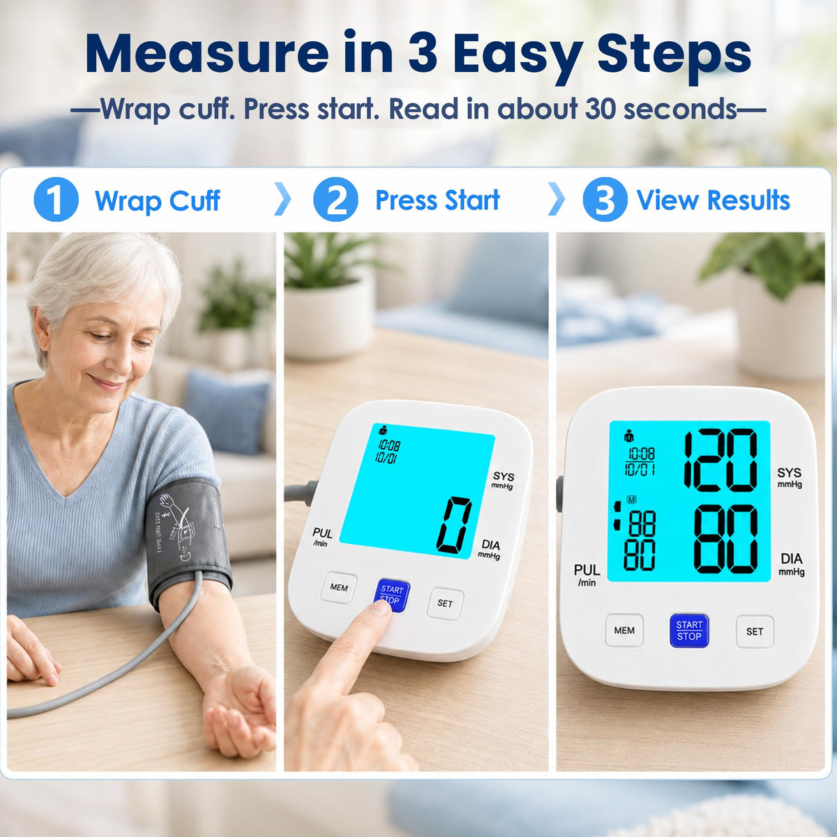 Upper Arm Blood Pressure Monitor with 8.7"-16.5" Cuff V2212