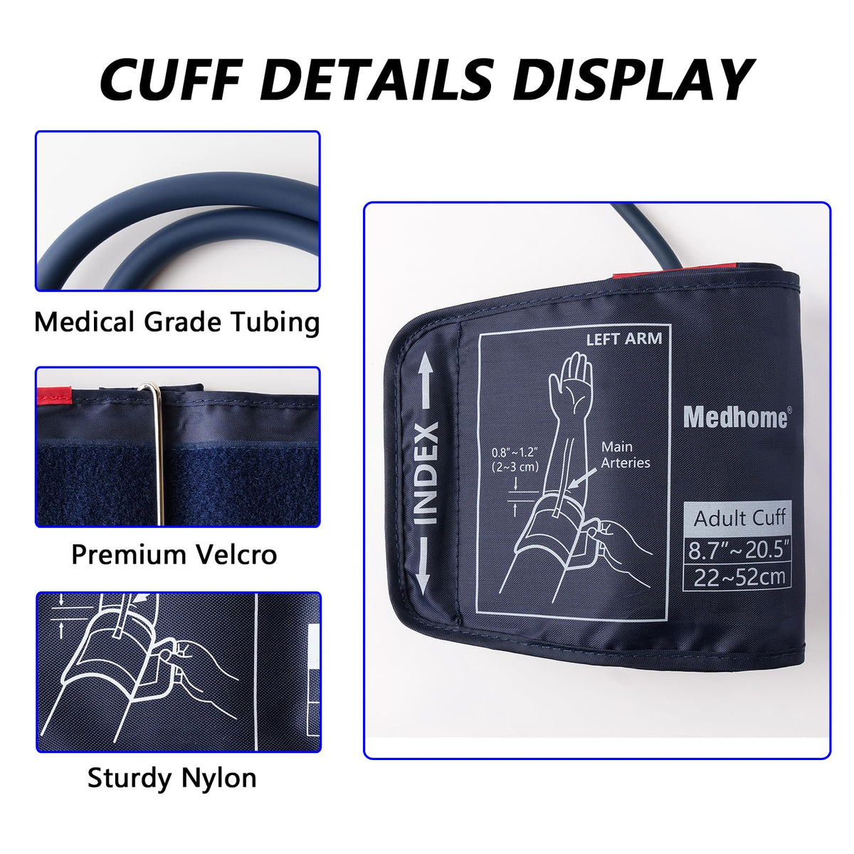 Extra Large Blood Pressure Cuff Upper Arm 8.7"-20.5" Replacement Cuff with 8 Connectors H48194
