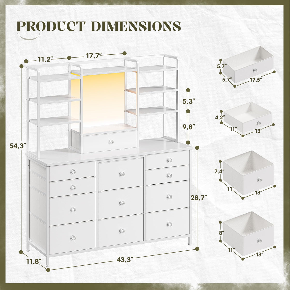 White Dresser with RGB LED Lights U83822