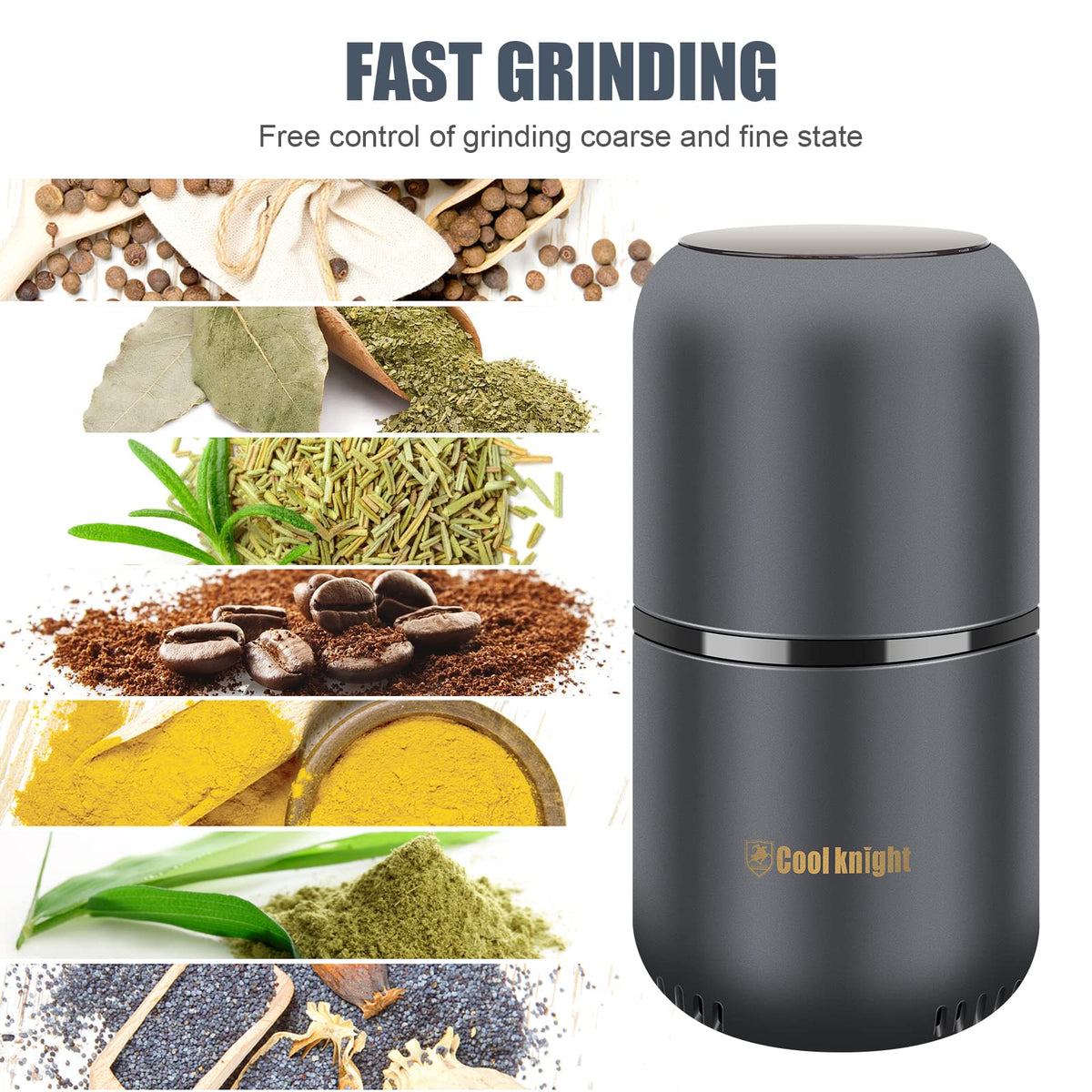 Electric Herb Grinder with Pollen Catcher 7.5" Grey M705