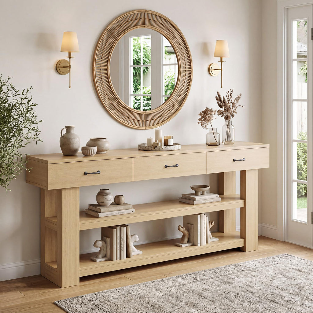 Oak Console Table with Drawers S903787