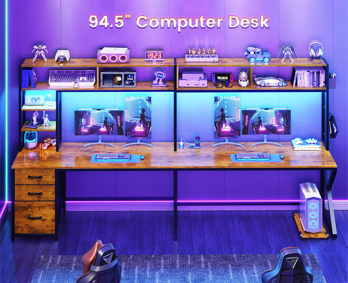 L Shaped Computer Desk with Hutch P477898