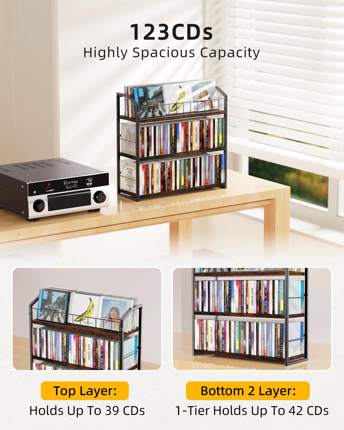 3 Tier CD Storage Rack Holds 123 Cases R24482