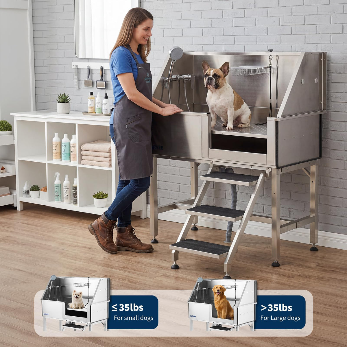 46 Inch Stainless Steel Dog Grooming Tub O51651