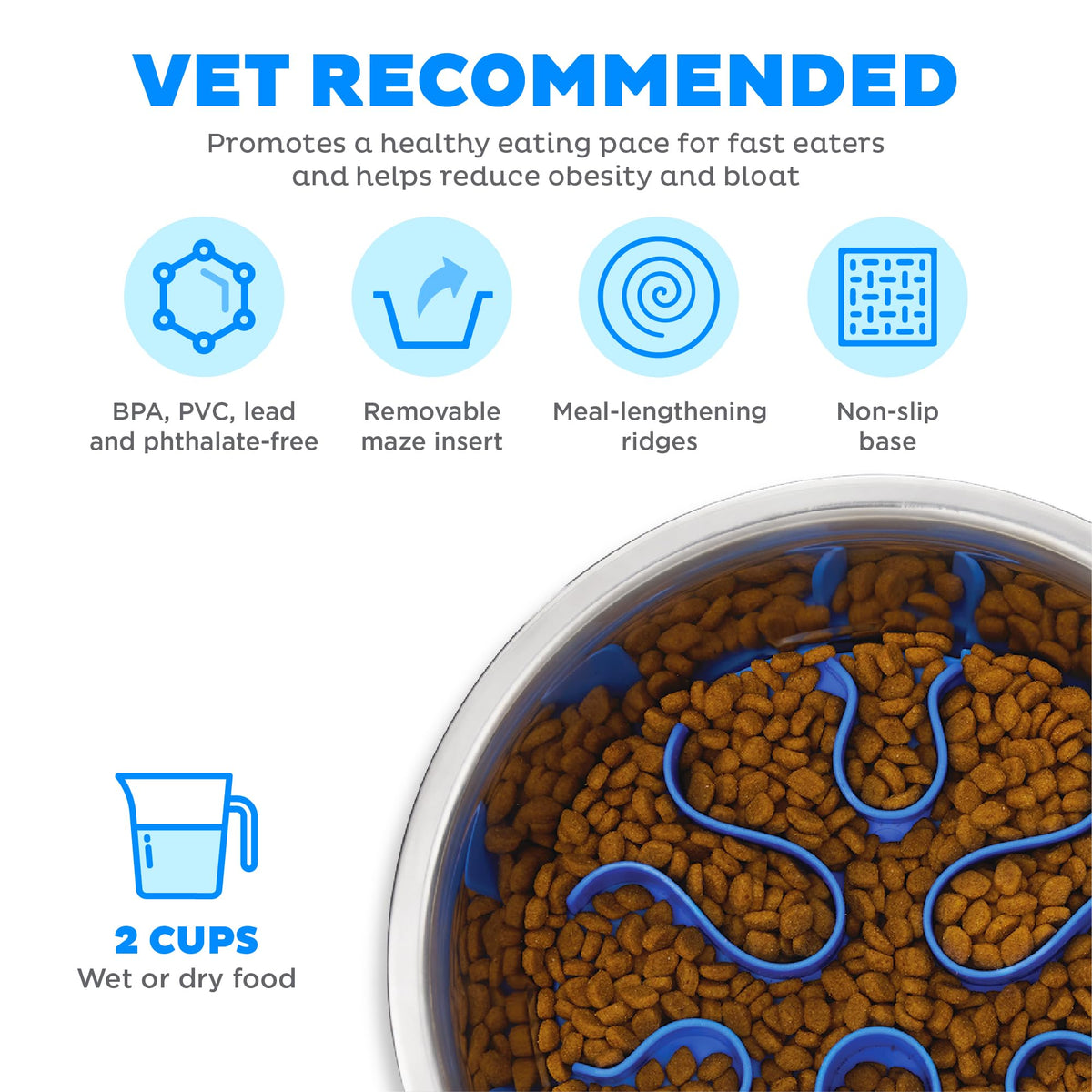 Stainless Steel Slow Feed Dog Bowl Y158