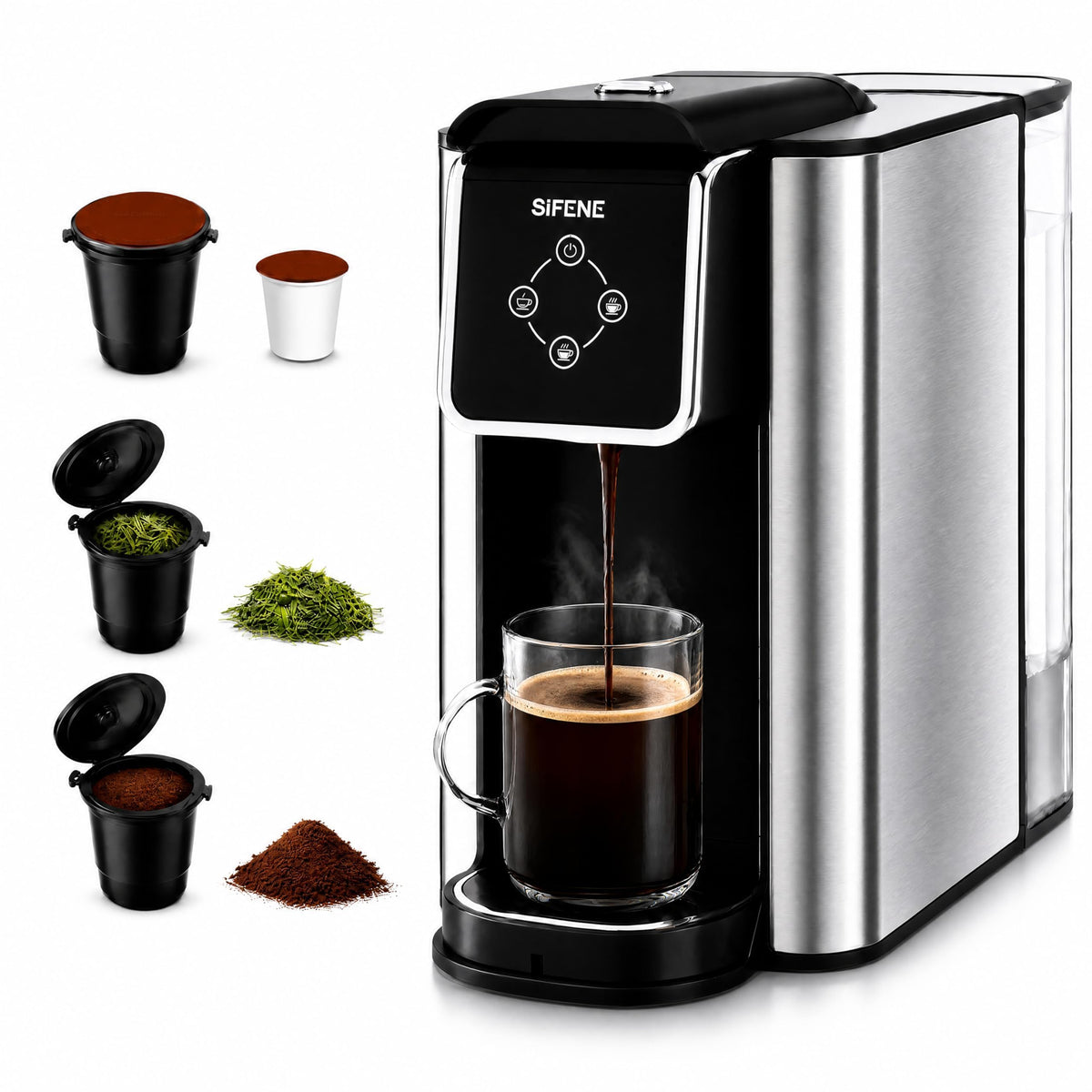 3-in-1 Single Serve Coffee Machine, 50 oz, Black U32766
