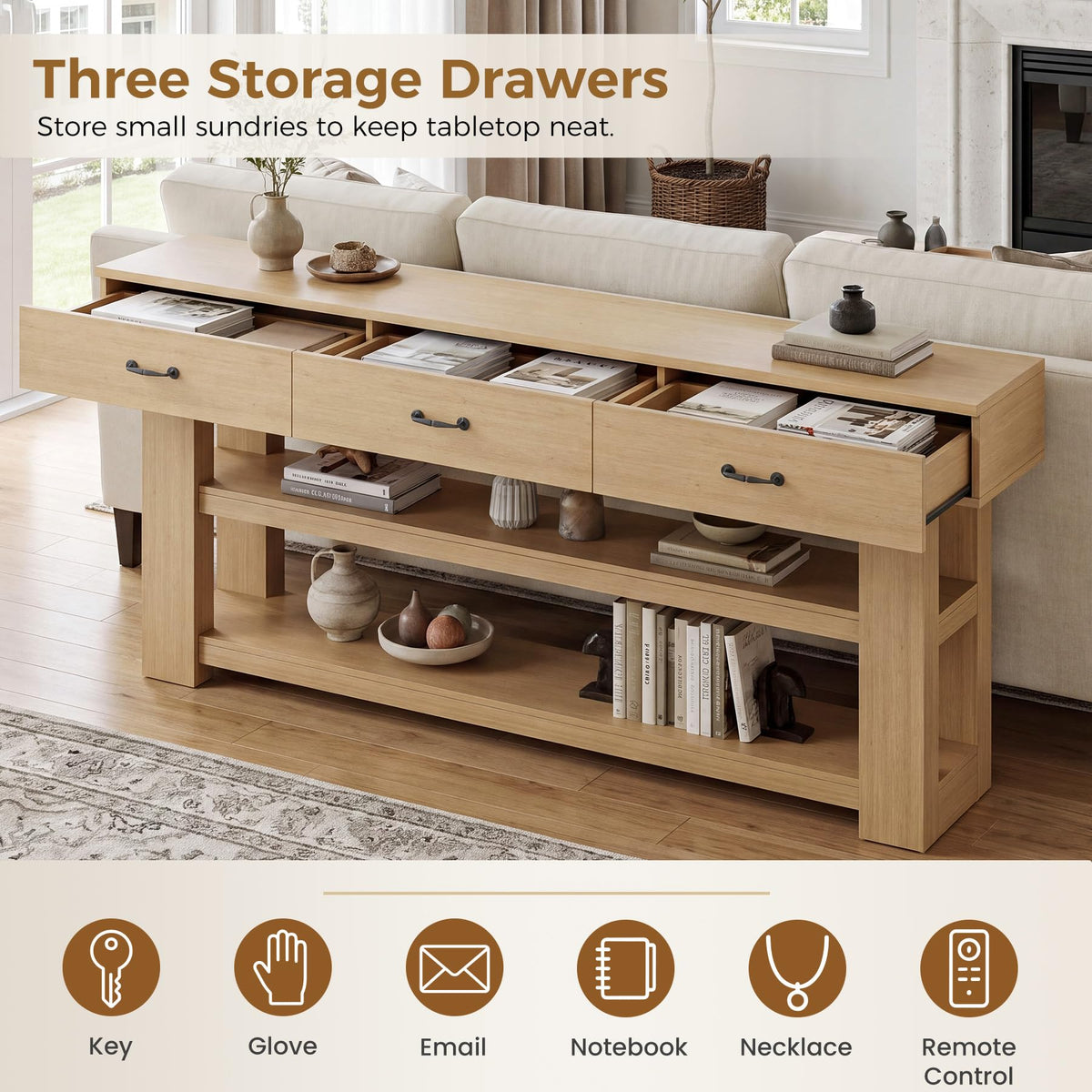 Oak Console Table with Drawers S903787