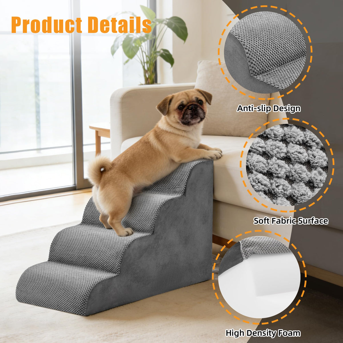 4-Step Grey Dog Stairs G74442