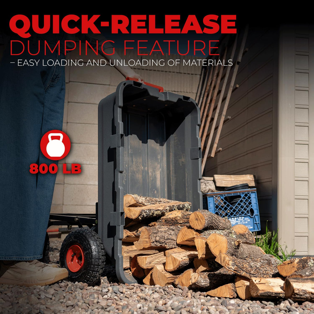 Heavy Duty 2-in-1 Convertible Handle Garden Dump Cart 800-Pound 10" Pneumatic Tires E471182