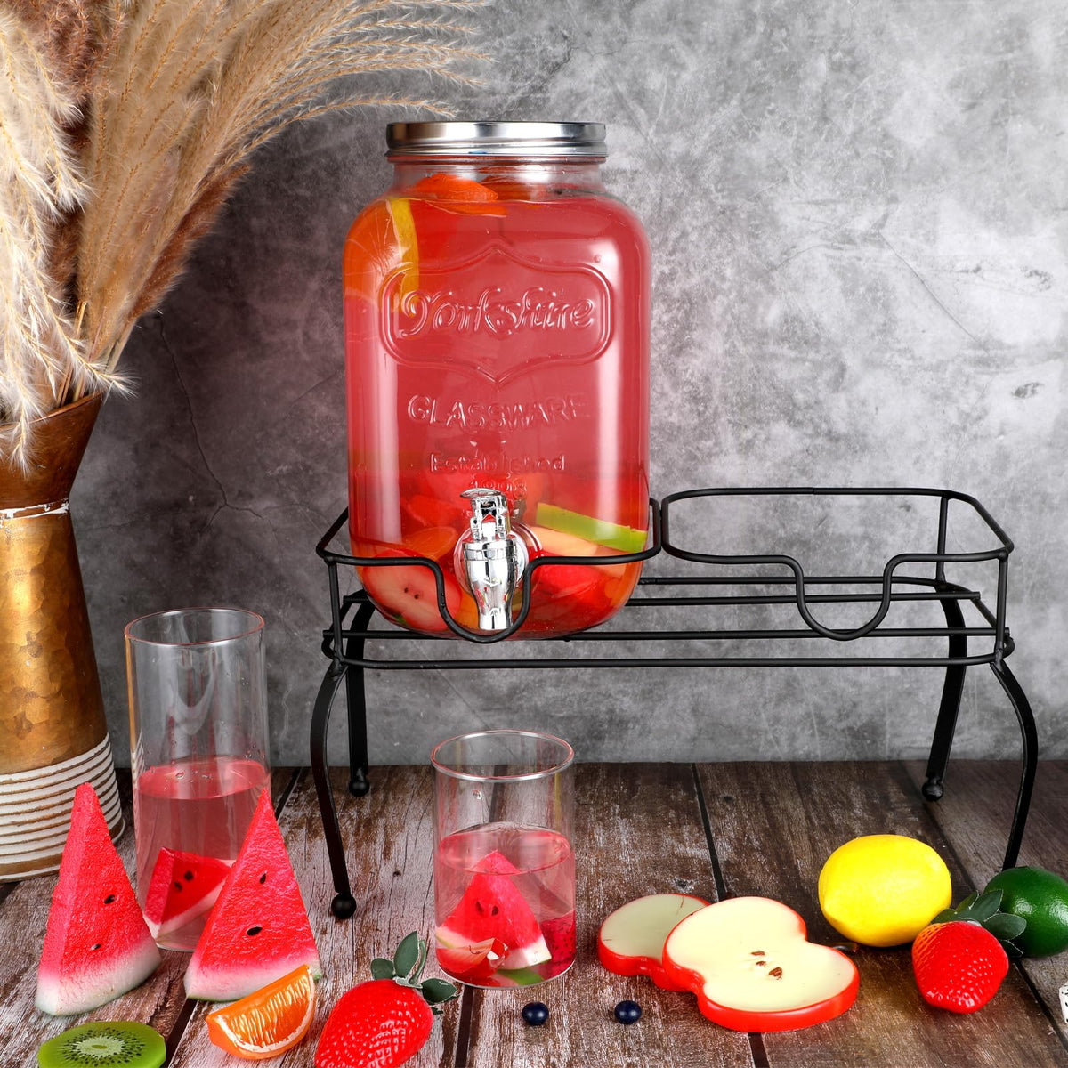 2 Gallon Black Metal Beverage Dispenser with 2 Compartments B65804