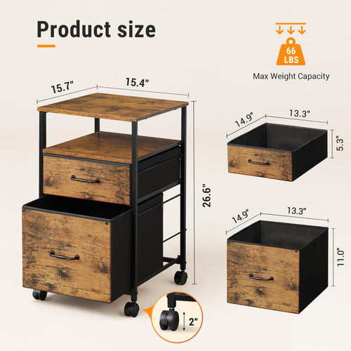 2 Drawer Mobile Fabric File Cabinet C467