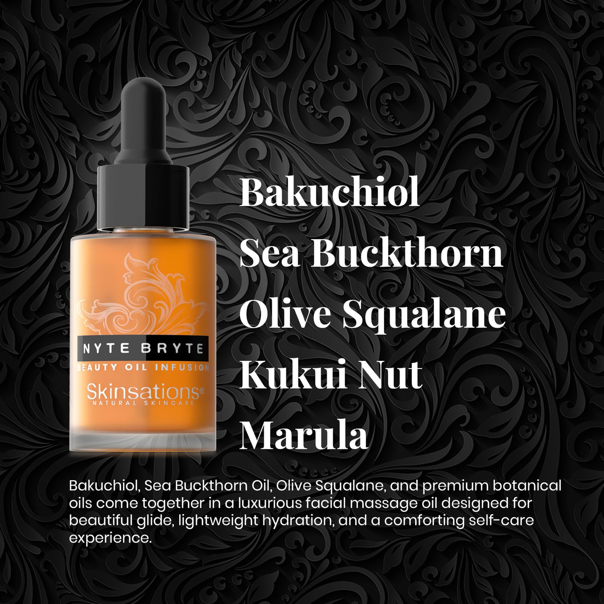 Bakuchiol Sea Buckthorn Olive Squalane Lavender Bergamot Face Massage Oil 1 oz J144