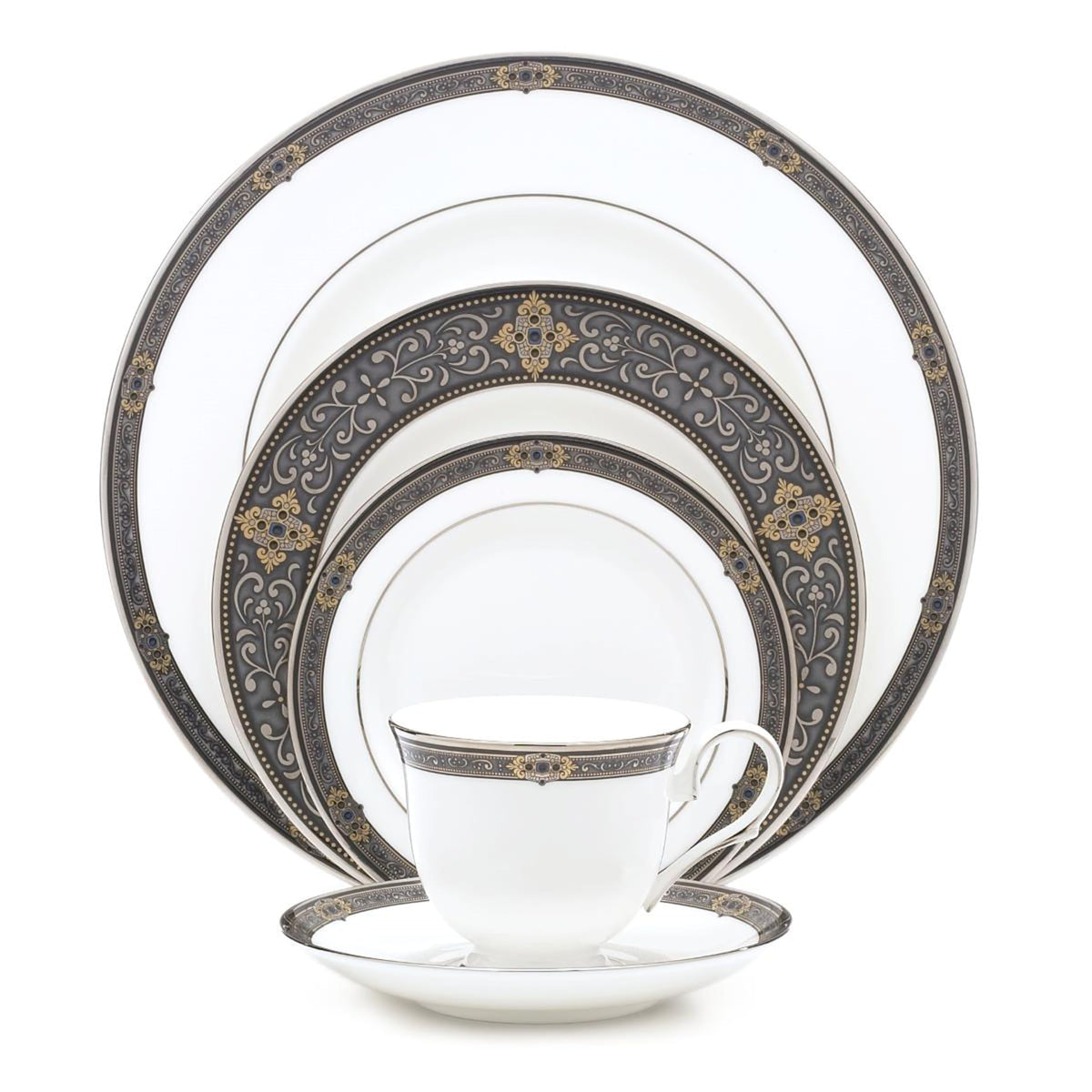 White 5 Piece Dinnerware Set O24506