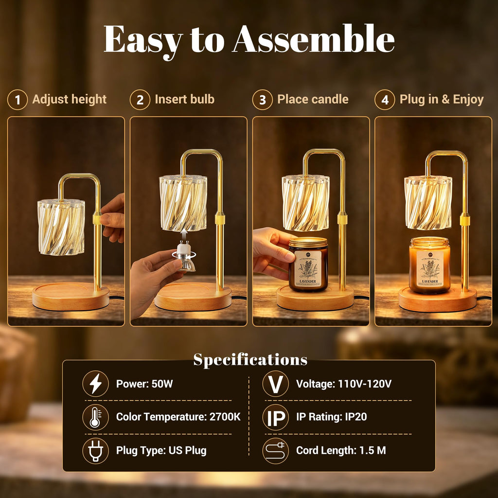Candle Warmer Lamp Set with Scented Jar Candle & Timer F7748