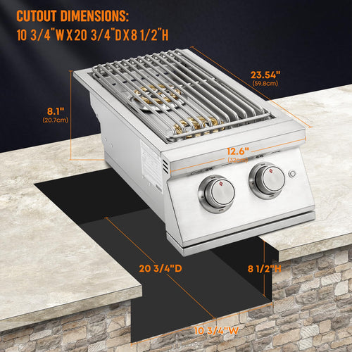 24,000BTU Liquid Propane Double Side Burner V624