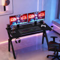 47 Inch Carbon Fiber Gaming Desk with Cup Holder and Headphone Hook G343327